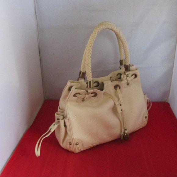 MICHAEL KORS LEATHER DRAWSTRING SATCHEL - Light Beige #1 - Picture 2 of 14